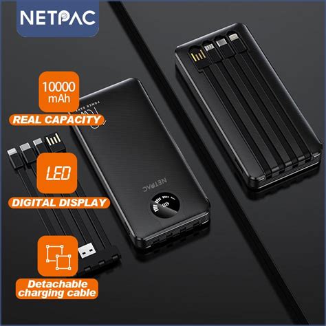 Jual NETPAC Powerbank 10000mAh 20000 MAh LED Portable Dengan Kabel LED