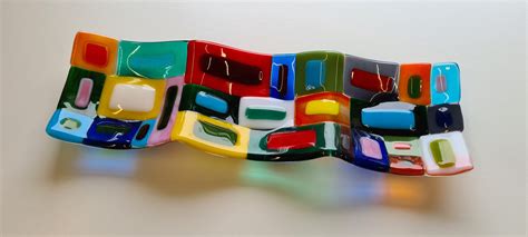 Fused Glass Handmade Mosaic Nibble Tray Artisan Tealight Holder T