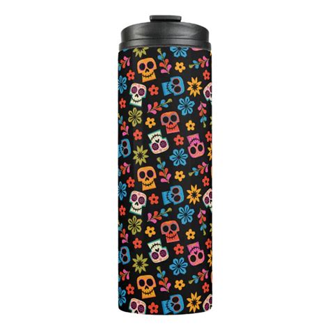 Disney Pixar Coco Sugar Skull And Floral Pattern Thermal Tumbler Zazzle