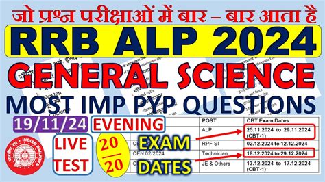 Rrb Alp Tec General Science Gs Most Imp Pyp Questions