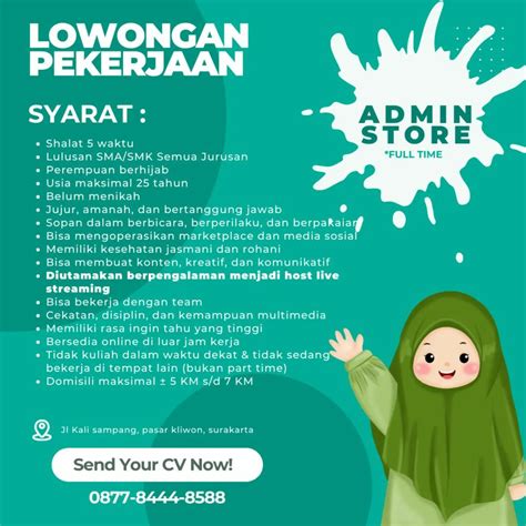 Lowongan Kerja Mei 2023 Admin Store Fadira Collection Di Solo Info