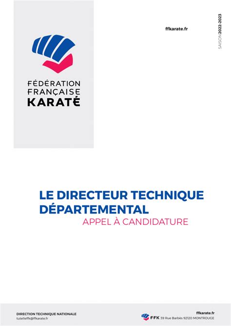 Appel Candidature Au Poste De Directeur Technique D Partemental