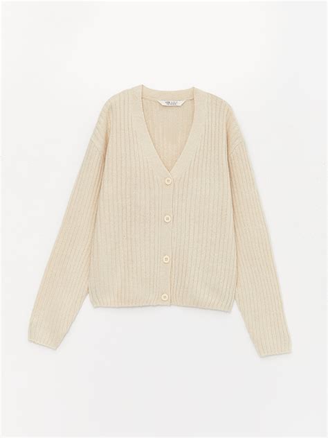 Cardigan en tricot pour filles à manches longues et col en V W3BM53Z4