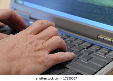 entering data  laptop computer stock photo