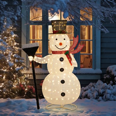 Ktaxon 5ft Snowman Christmas Lighted Snowman With Broom Outdoor