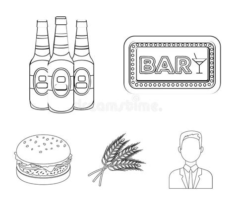 Bar Pub Restaurant Cafe Pub Set Collection Icons In Outline Style