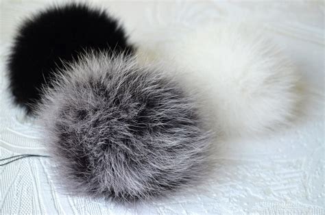 Set Of Real Fur Pom Poms Genuine Arctic Fox Large Pompom For Etsy