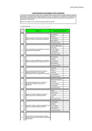 Cuestionario Y Ficha De Seguimiento Del Egresado 2011 PDF