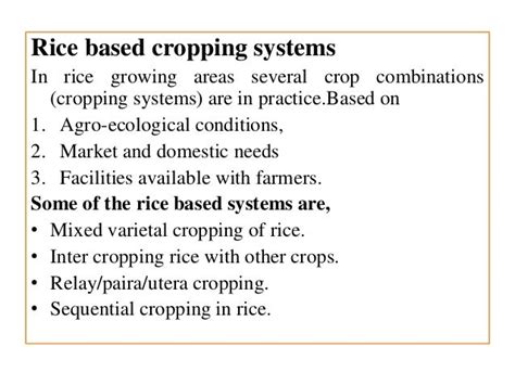 Rice Based Cropping System