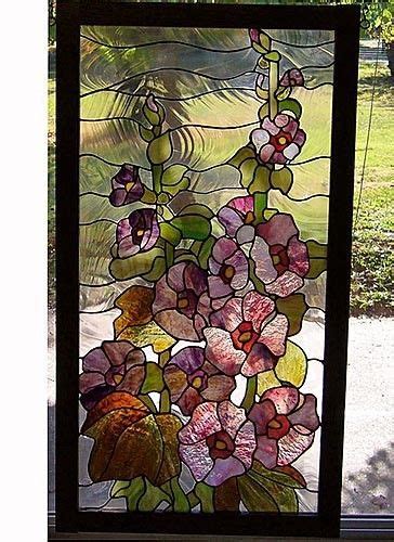 Hollyhocks Stained Glass Hollyhocks 450 00 Hollyhocks 17 Glasses Art 35 Etsy Com Holly