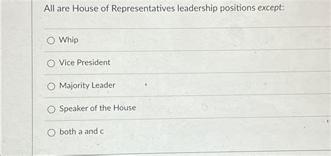 Solved All are House of Representatives leadership positions | Chegg.com