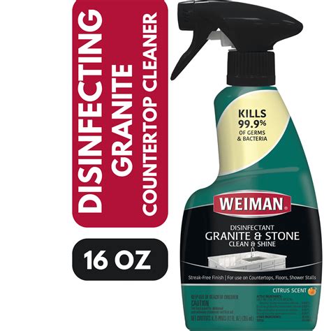 Weiman Disinfecting Granite And Quartz Cleaner Spray 16oz Kitchen Safe Fresh Citrus