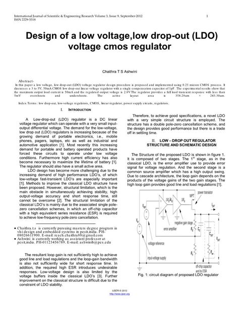 Design Of A Low Voltage Low Drop Out Ldo Voltage Cmos Regulator Docslib