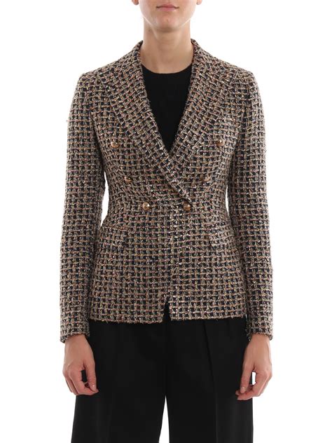 Blazers Tagliatore Lurex Tweed Double Breasted Blazer