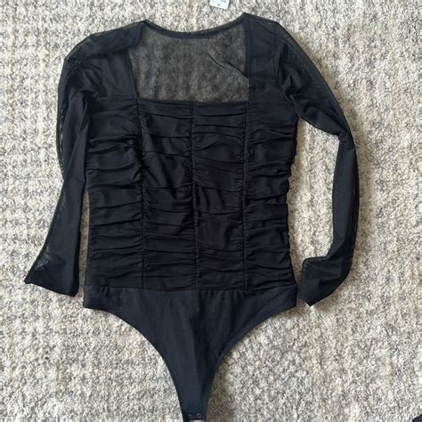 Abercrombie Fitch Tops Black Mesh Long Sleeve Top Bodysuit With