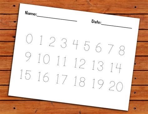 0 20 Number Trace Worksheet Pdf Printable Preschool Number Practice