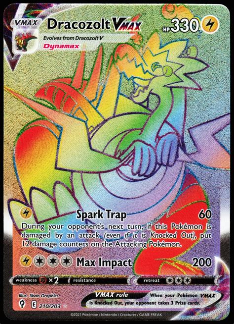 Pokemon Dracozolt VMAX 210 203 Evolving Skies Rainbow NM EBay