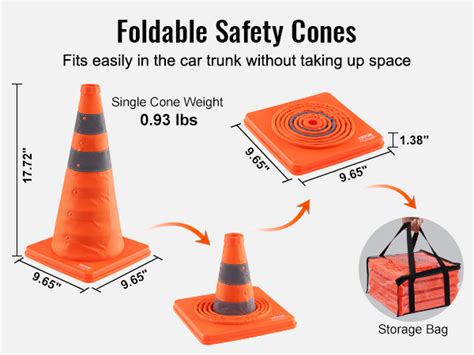 Vevor Safety Cones Pack Inch Collapsible Traffic Cones