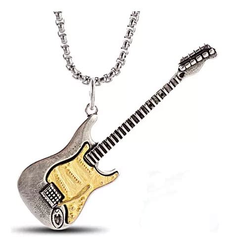 Collar Cadena Guitarra Electrica Stratocaster Dorado Y Plata Cuotas