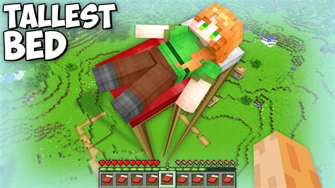 I Found This Tallest Alex Bed In My Minecraft World Secret New Biggest Bed Village Youtube