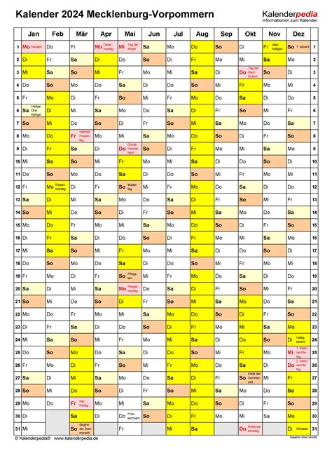 Kalender Mecklenburg Vorpommern Ferien Feiertage Pdf Vorlagen