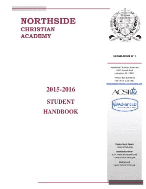 SC Northside Christian Academy Student Handbook 2015-2024 - Fill and Sign Printable Template Online