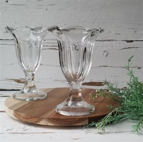 Vintage Ice Cream Sundae Glass Set Tall Libbey Sundae Etsy