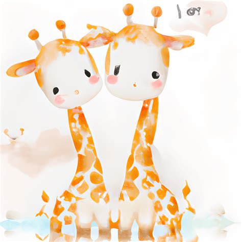 Giraffes Watercolor Kawaii Chibi · Creative Fabrica