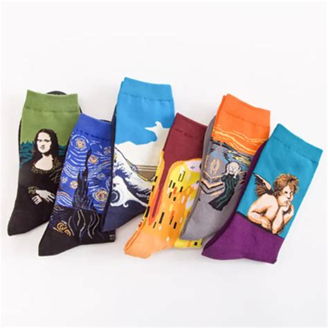 Korean Iconic Socks Famous Paintings Art Gallery Men Women Middle Socks