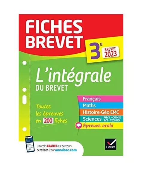 Fiches Brevet L Int Grale Du Brevet E Tout En Un Fiches De