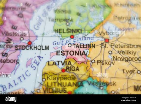 Beautiful Photo Of A Map Of Estonia And The Capital Tallinn Stock Photo