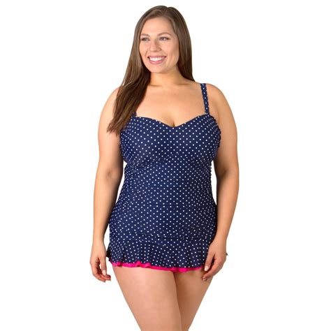 Retro Swimsuit Retro Dots Plus Size Bandeau Skater Swimdress Swimsuits Just For Us