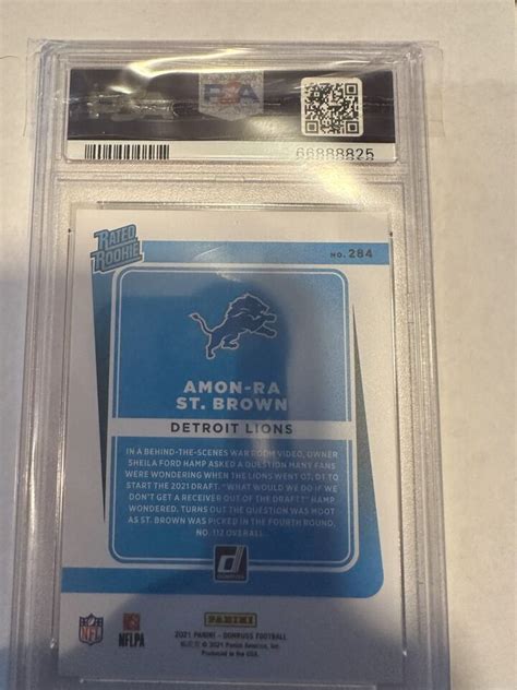 2021 Donruss Amon RA St Brown 284 Press Proof Premium PSA 10 GOLD