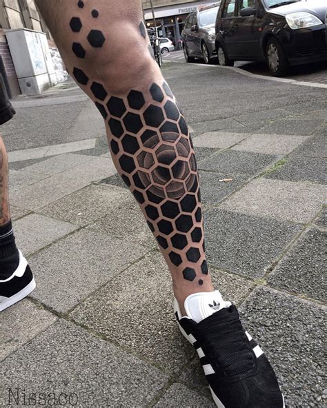 Hexagons Geometric Leg Piece | Best tattoo design ideas