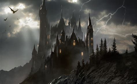 sky, fantasy art, dark, artwork, castle, HD Wallpaper | Rare Gallery