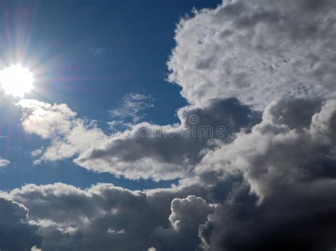 Blue Sky with Clouds and Sun Rays Stock Image - Image of blue, freedom ...