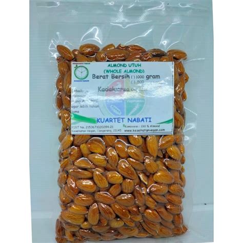 Jual Gr Kacang Almond Mentah Vakum Raw Whole Almond Size Besar