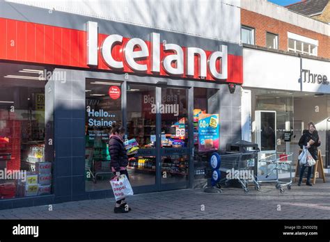 Iceland Freezer Food Shop Front On The High Street In Staines Upon