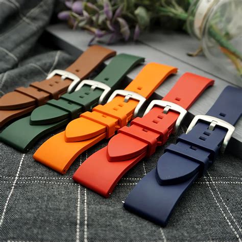 Premium Grade Fluorine Rubber Watch Strap 20mm 22mm 24mm Bracelet Quick