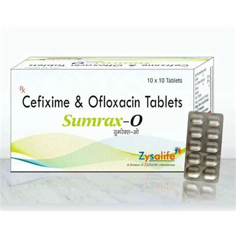 Sumrax O Cefixime And Ofloxacin Tablets Packaging Size 10X10 At Rs