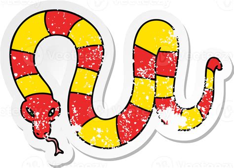 Distressed Sticker Of A Quirky Hand Drawn Cartoon Snake 40707295 PNG