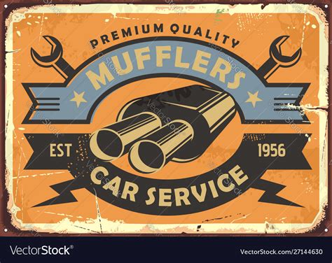 Car service and auto parts retro metal sign Vector Image