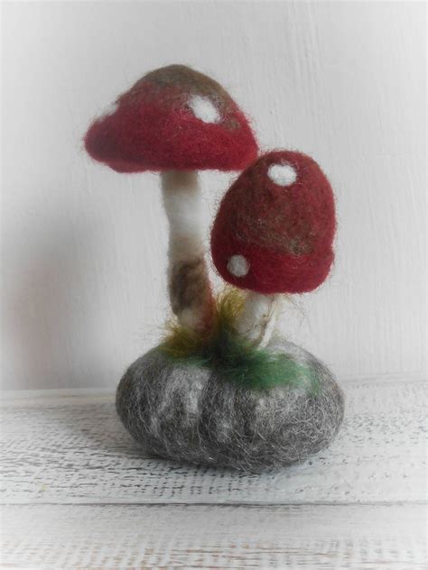 Needle Felted Mushrooms Handmade Mushroom Mushroom Etsy Felt