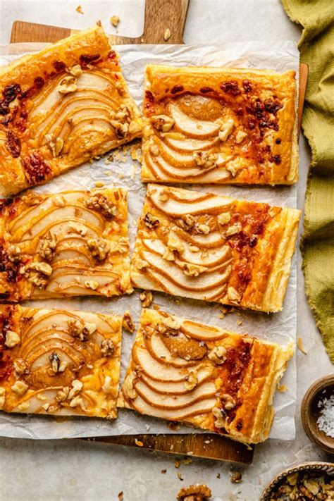 Pear Puff Pastry Tart With Cheddar And Walnuts Ambitious Kitchen