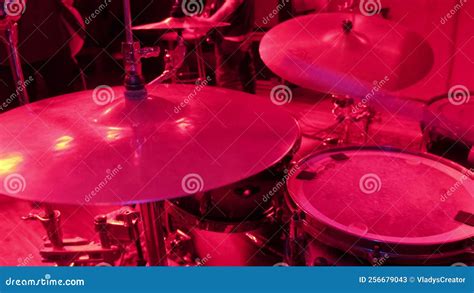 Unrecognizable Musician Hands Hitting Drum Plates In Recording Studio