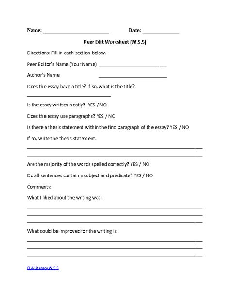 Writing Worksheet For Grade 5