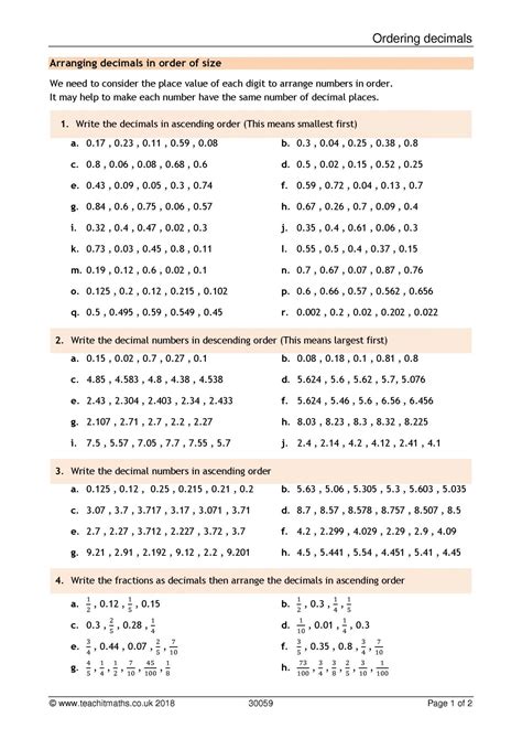 Ordering decimals and fractions | KS3 maths | Teachit