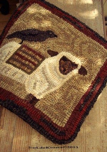 Sheep N Crow Primitive Original Hand Hooked Wool Rug Mat Ebay Rug