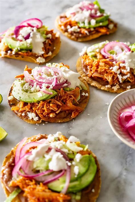 Tinga De Pollo Tostadas Mexican Food Recipes Mexican Food Recipes