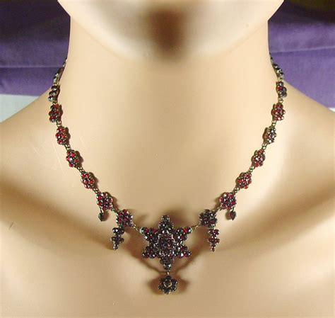 Victorian Bohemian Garnet Necklace Garnet Necklace Women Jewelry